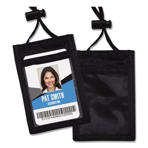 Advantus Id Badge Holders With Convention Neck Pouch Vertical Black