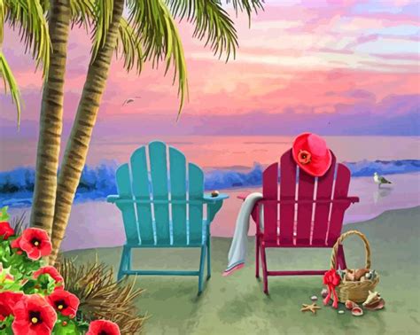 Beach Chairs Paint By Numbers Numeral Paint Kit