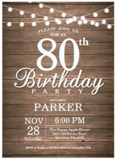 80th Birthday Invitation Adult Birthday Party Invitation