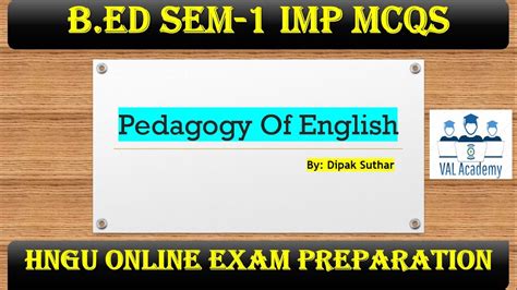 Pedagogy Of English B Ed Sem Hngu B Ed Sem Online Exam Mcqs