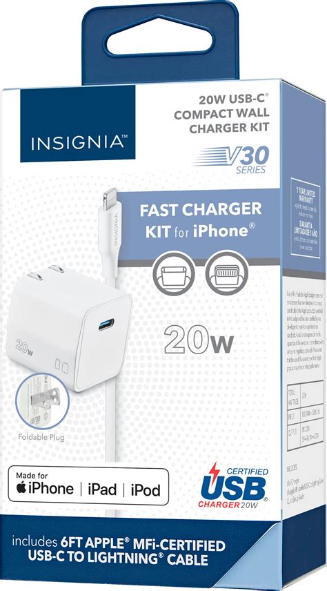 Insignia™ 20w Usb C Fast Charger Kit For Iphone 14131211x8 Series