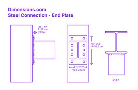 Steel Connection Pin Hinge Cut End Dimensions Drawings