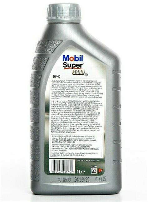 MOBIL SUPER 3000 X1 5W 40 1 LITRE FULLY SYNTHETIC ACEA A3 B4 CMG