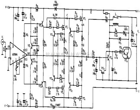 音频电路中的100w直流超甲类功放电路图 将睿