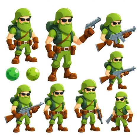 A Collection Of Green Soldiers With Guns And Guns Premium Ai