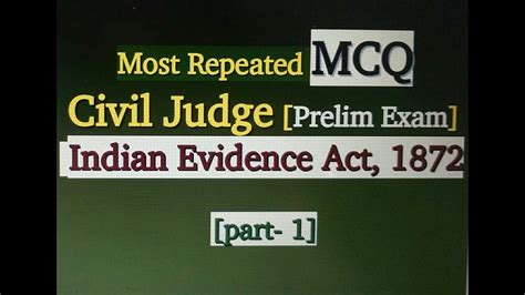 MCQs On Indian Evidence Act 1872 For Pre Exam Law Multiple Choice