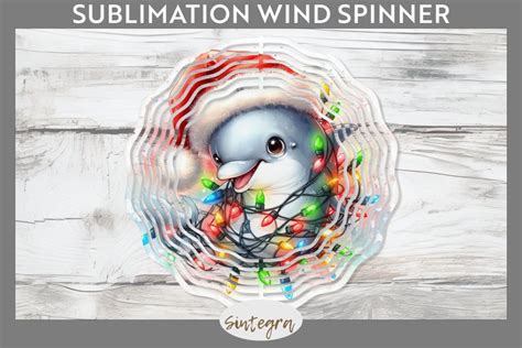 Christmas Dolphin V Entangled In Lights Wind Spinner Sublim