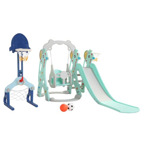 Clearance! 5 in 1 Kids Slide for Toddlers Age 1-3, Slide and Swing Set for Children Baby Indoor ...