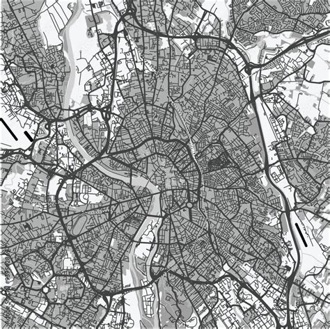 Map Of Toulouse In France In Grayscale Contains Layered Vector With