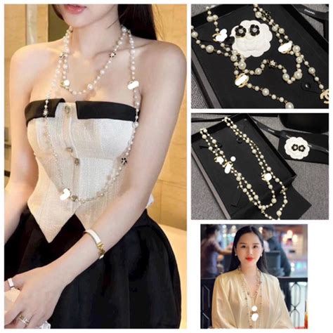 Dây chuyền vòng cổ ngọc 2 tầng dáng dài siêu Hot Shopee Việt Nam