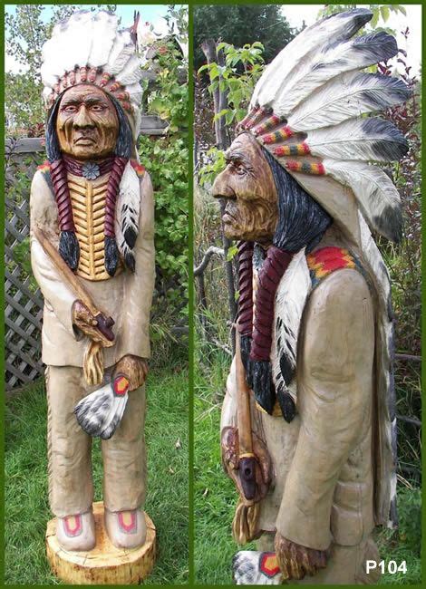 Cigar Store Indian Fantastic Carving Very Detailed Chainsaw Carving