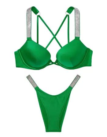 Купальник Shine Strap Bombshell Add Cups Push Up Bikini Verdant Green