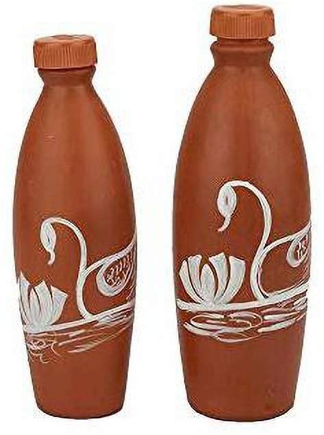 Mitticool Mitti Cool Earthen Clay Water Bottle 1 Litre White Panting