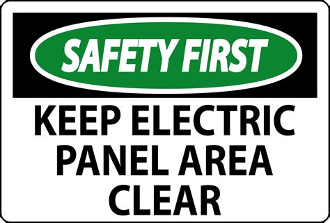 Safety First Sign Keep Electric Panel Area Clear 27564267 Vector Art at Vecteezy