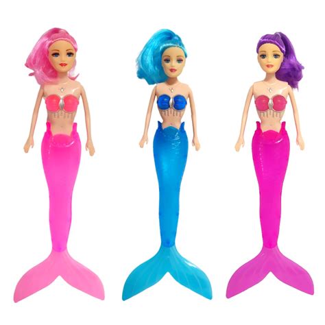 Sereia Iluminada Boneca Ariel Articulada De Cm Kit Rosa Azul E