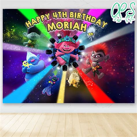 Trolls World Tour Birthday Party Banner Backdrop Printable DIY