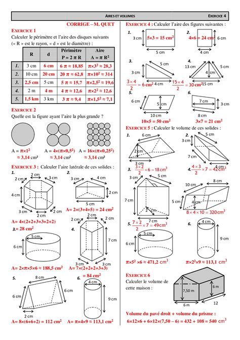 Aire latérale et volume Corrigés d exercices AlloSchool