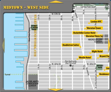 Midtown West Side New York City Hotel Map - Central Park • mappery