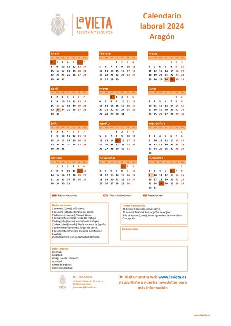 Calendario Laboral De Arag N En Pdf Para Imprimir