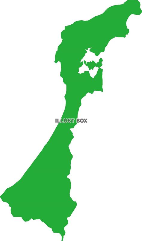 無料イラスト 石川県の地図（MAP）緑色