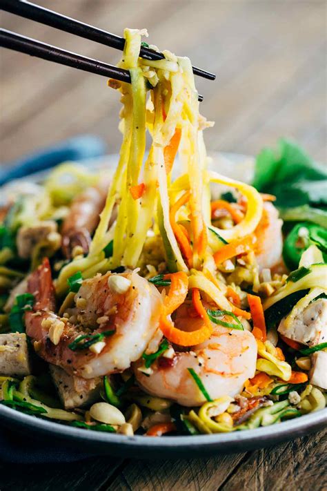 Shrimp Pad Thai Recipe with Spiralized Vegetable Noodles | Jessica Gavin