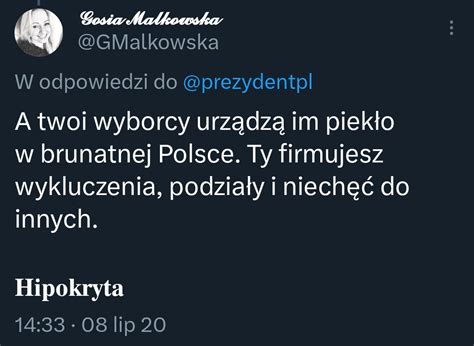 Jakaś baba on Twitter Gosia jest zła na PiS za nienawiść i dzielenie