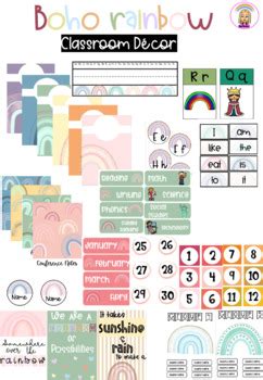 Boho Rainbow Classroom Decor Bundle Includes Free Teacher Tool Kit Labels