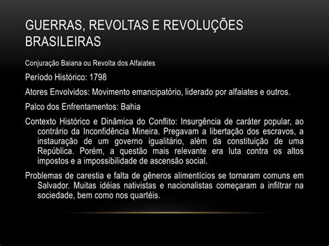 PPT Guerras Revoltas e Revoluções Brasileiras PowerPoint