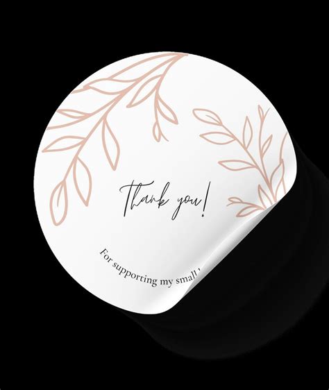 Round Thank You Sticker Small Business Downloadable Template - Etsy