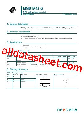 MMBTA42 Q Datasheet PDF Nexperia B V All Rights Reserved