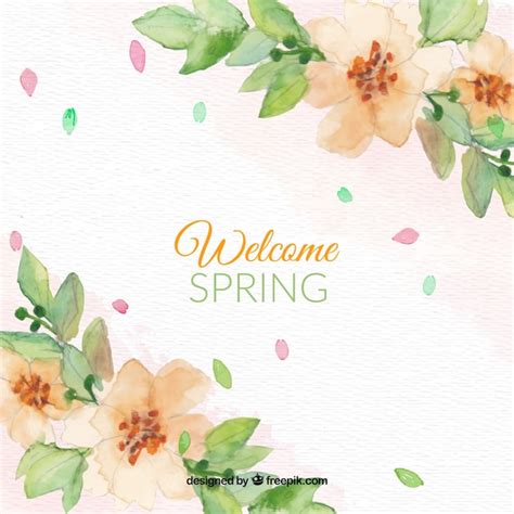 Free Vector | Watercolor background with spring flowers