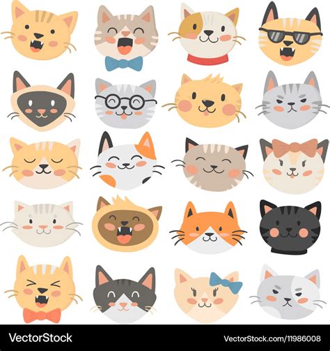 Cats Heads Emoticons Royalty Free Vector Image