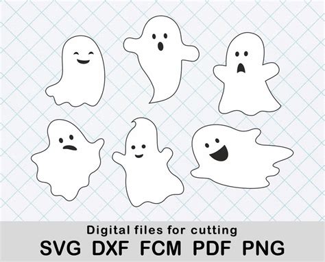 Ghost Svg Files For Cricut Cute Ghost Face Svg For Diy Halloween Decor