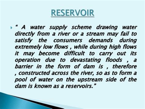 TYPES OF RESERVOIR