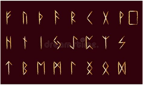 Set Of Old Norse Scandinavian Runes Rune Alphabet Stock Illustration