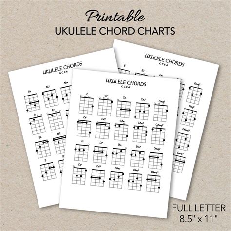 Ukulele Chord Charts Printable Pdf Format Letter Size Print At Home