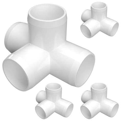 Formufit 1 In Furniture Grade Pvc 4 Way Tee In White 4 Pack F0014wt Wh 4 The Home Depot