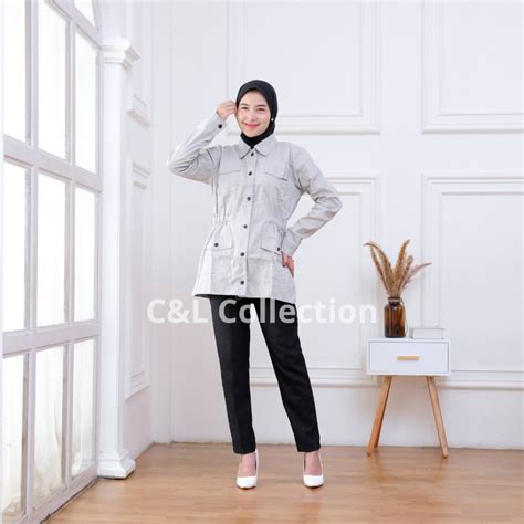 Jual Jaket Parka Polos Twill Premium Wanita Outer Polos Rompi Twill