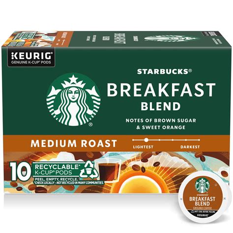 Starbucks Medium Roast K-Cup Coffee Pods â€” Breakfast Blend for Keurig