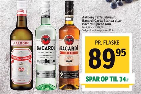 Aalborg Taffel Akvavit Bacardi Carta Blanca Eller Bacardi Spiced Rom