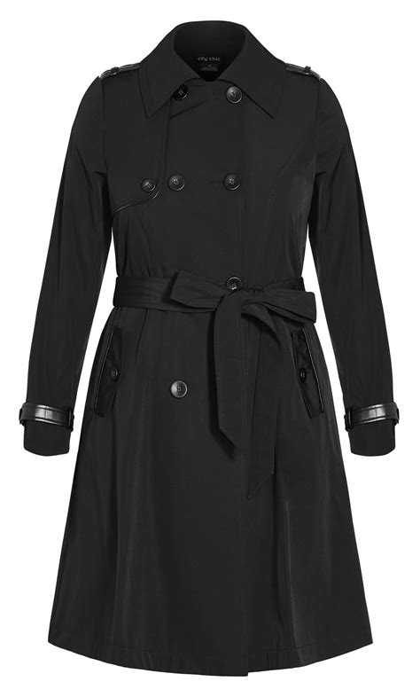 Corset Back Black Trench Coat Evans