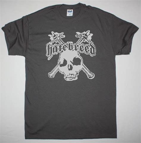 HATEBREED SKULL LOGO NEW GREY CHARCOAL T-SHIRT - Best Rock T-shirts