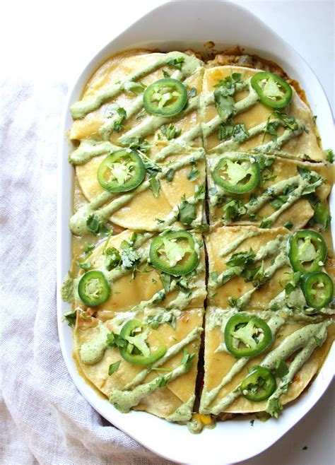 Vegan Enchilada Casserole With Jalapeño Cream Sauce Recipe Vegan