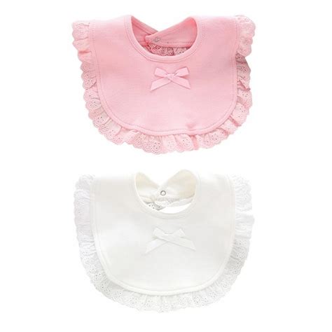 2 Pack Baby Drool Bibs 100 Cotton Newborn Lace Drooling And Teething