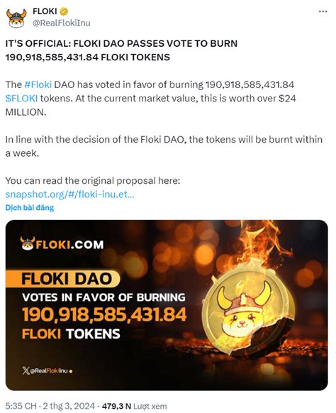 Floki Increased More Than 100 After The Proposal To Burn 190 Billion