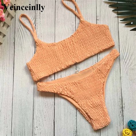 S Xl Colors Wrinkled Bather Sexy Brazilian Bikini Swimsuit