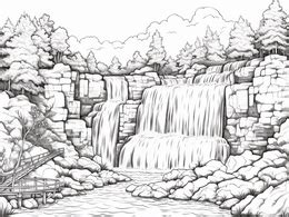 Calming Waterfall Scene Adult Coloring Coloring Page