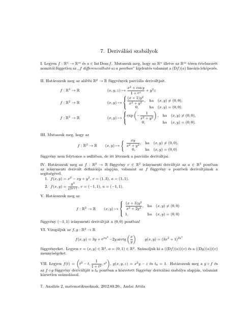 Deriválási Szabályok Haladó | PDF