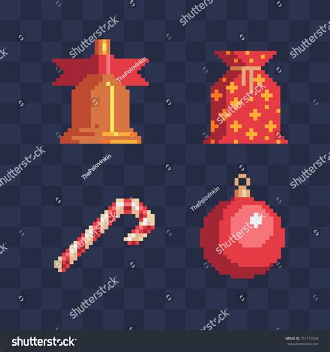 Pixel Art Christmas Icons Set Set Stock Vector Royalty Free 751717630 Shutterstock