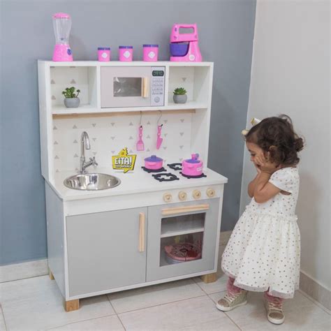 Cozinha Infantil Completa MDF Cinza FRETE GRÁTIS Elo7